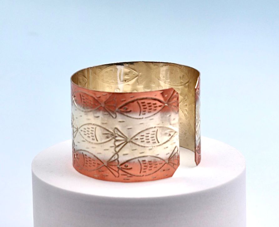 Copper and silver bracelet with Fish design