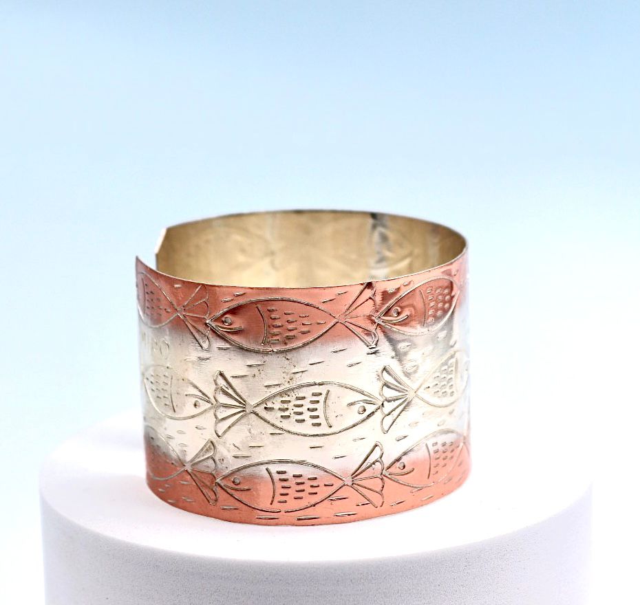 Copper and silver bracelet with Fish design