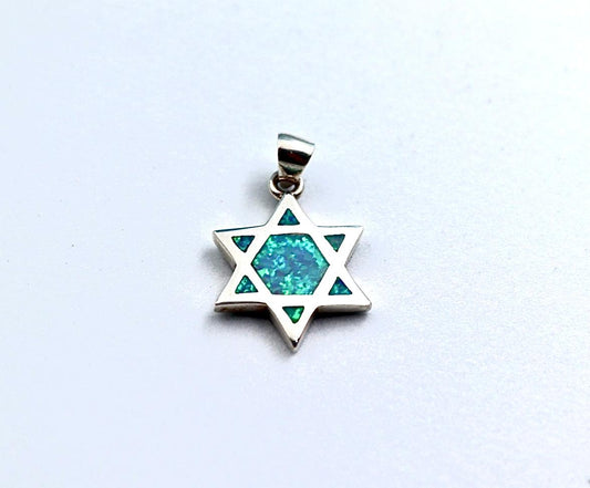 Star of David pendant with opal.