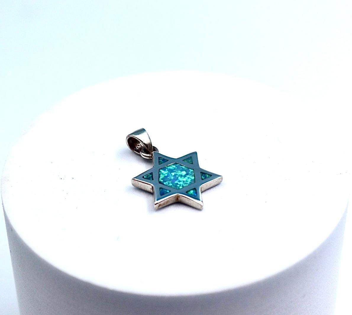 Star of David pendant with opal.