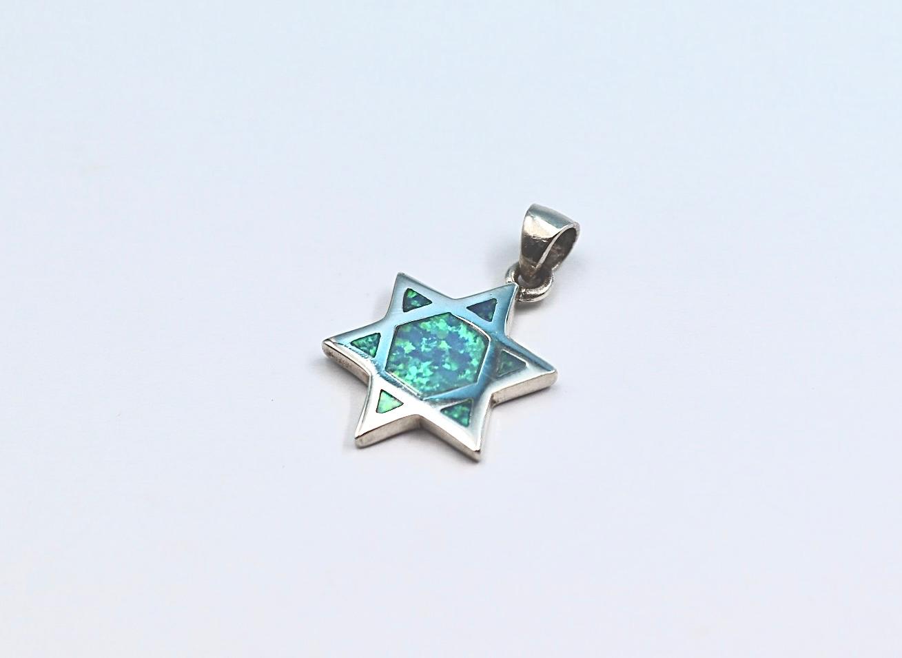 Star of David pendant with opal.