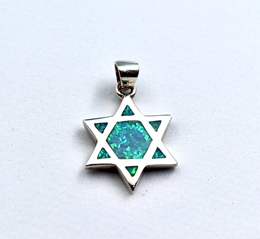 Star of David pendant with opal.