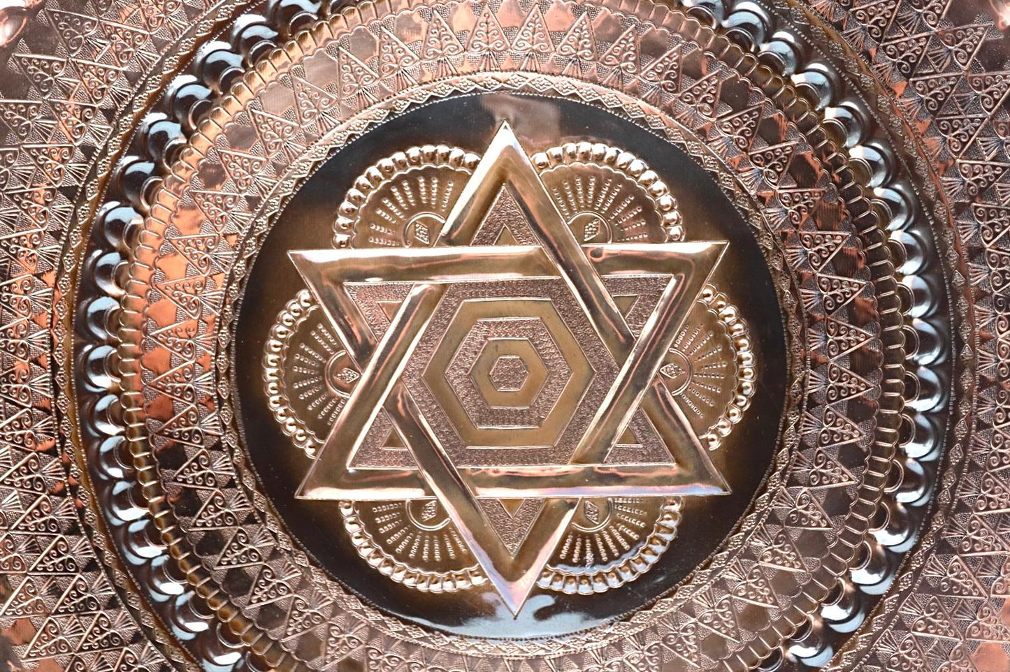 Handmade copper hammered Star of David