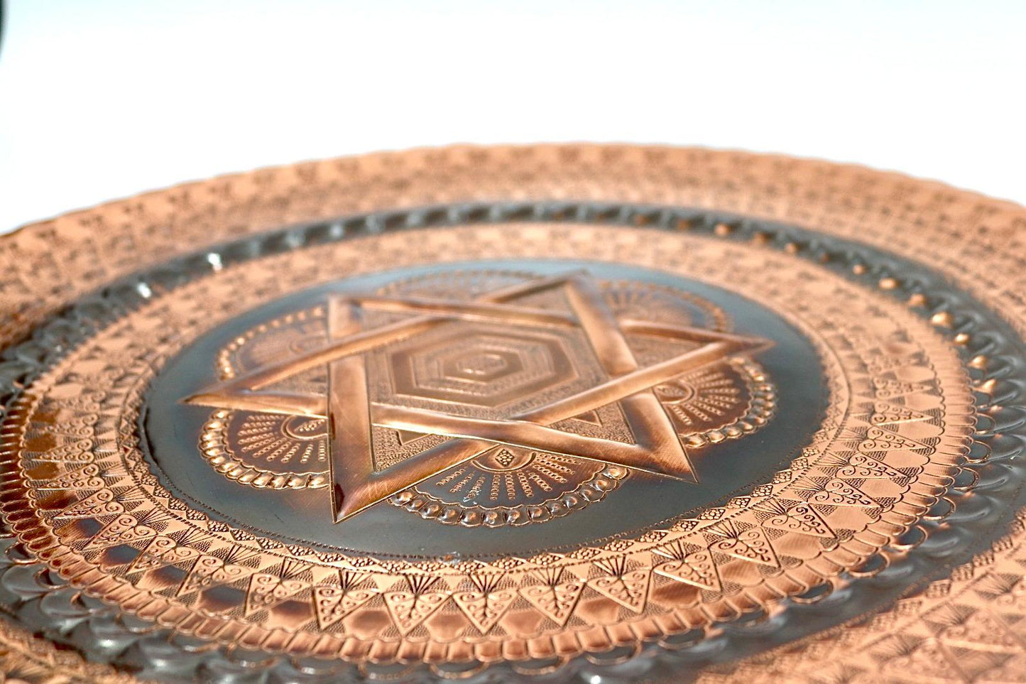 Handmade copper hammered Star of David