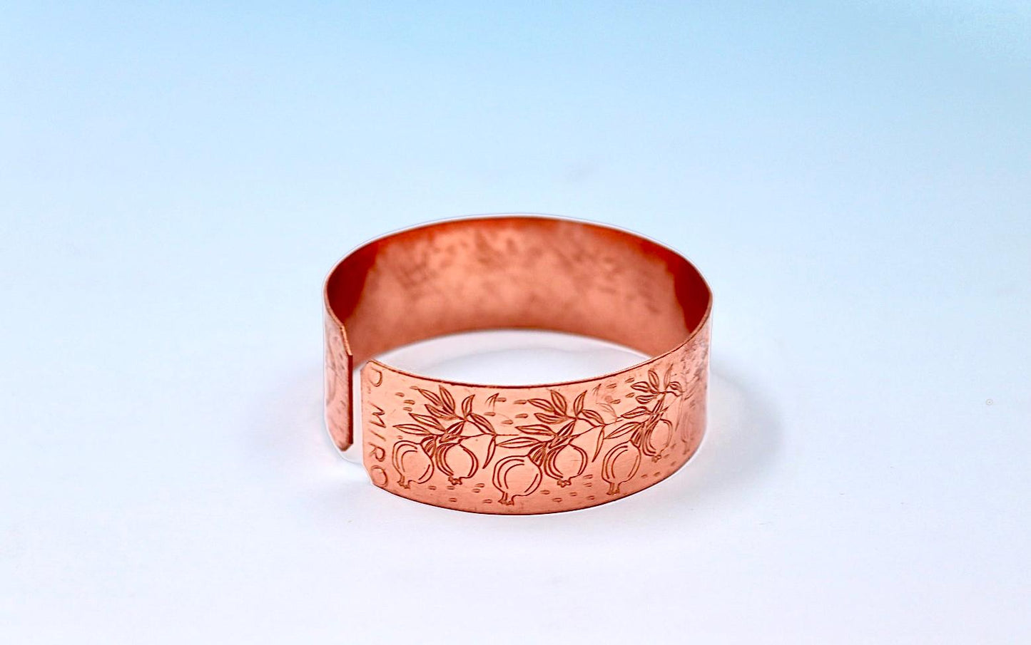 copper bracelet with pomegranate