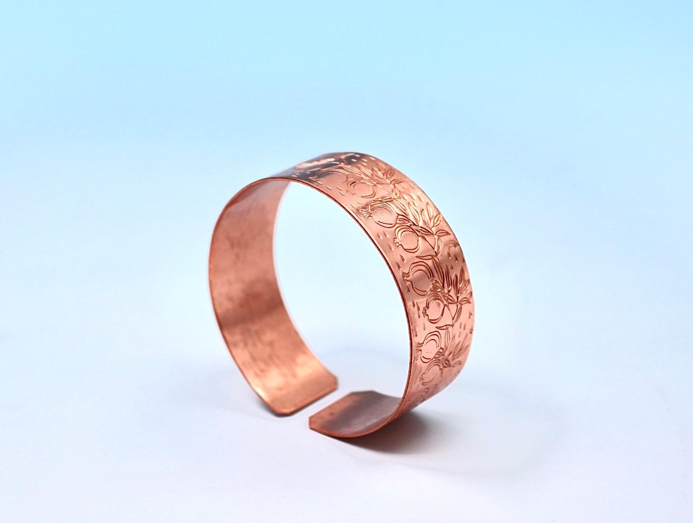 copper bracelet with pomegranate