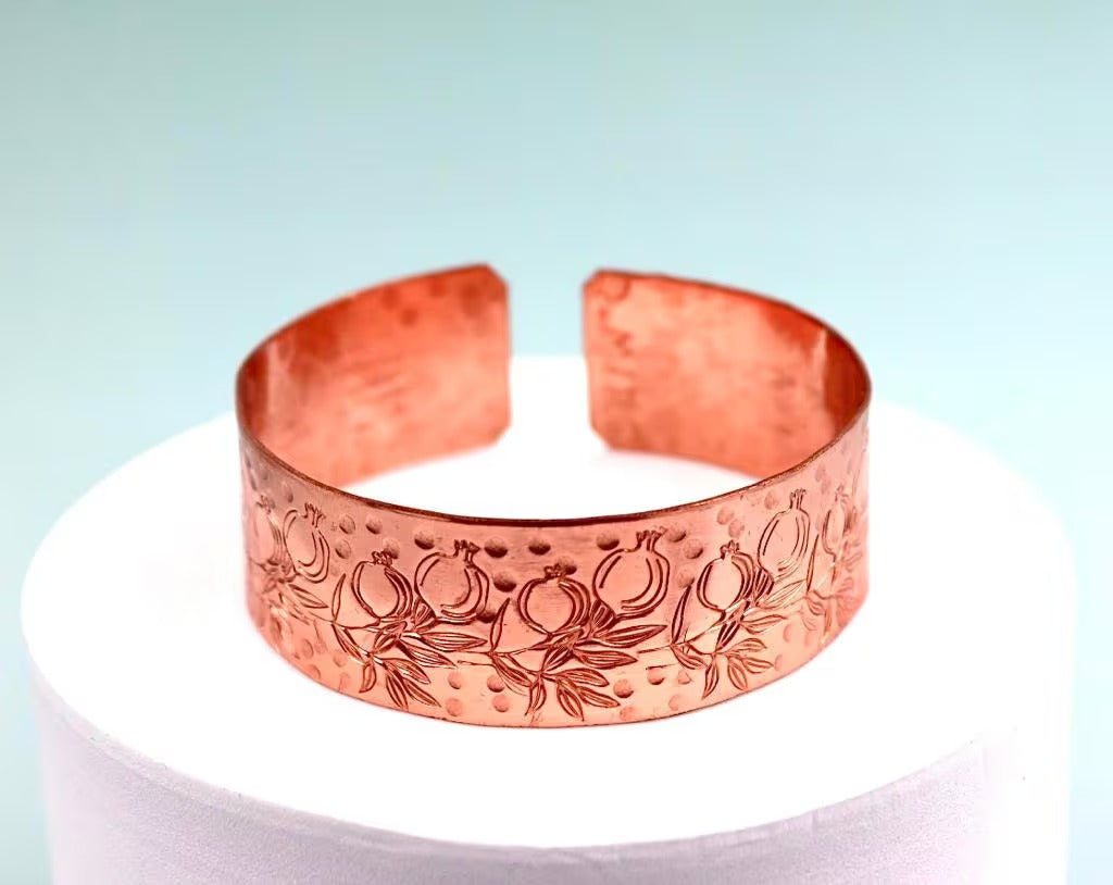 copper bracelet with pomegranates