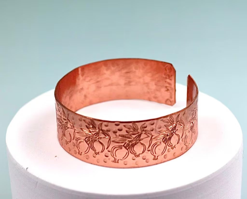 copper bracelet with pomegranates