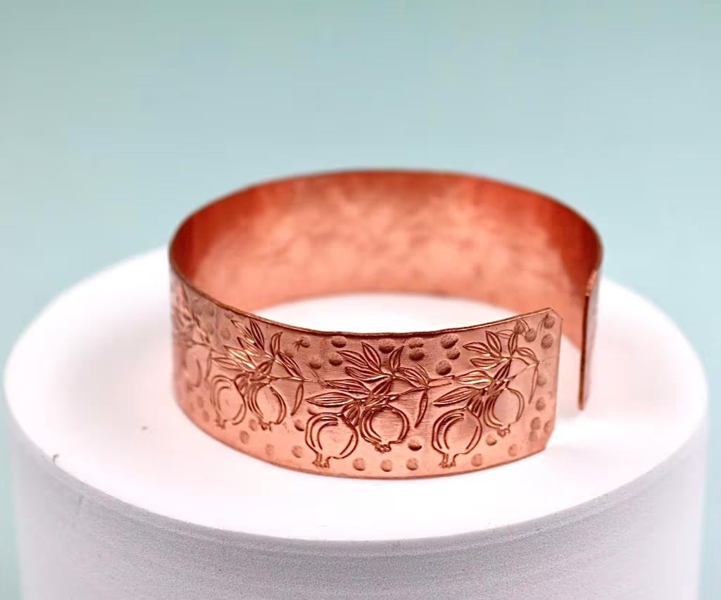 copper bracelet with pomegranates