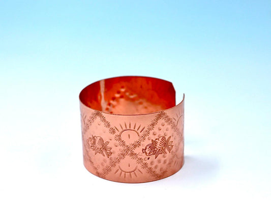 copper bracelet with pomegranates