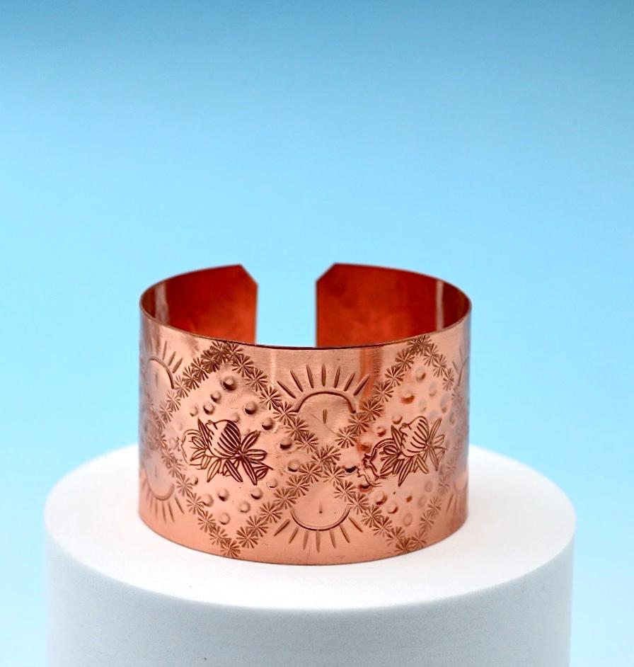 copper bracelet with pomegranates