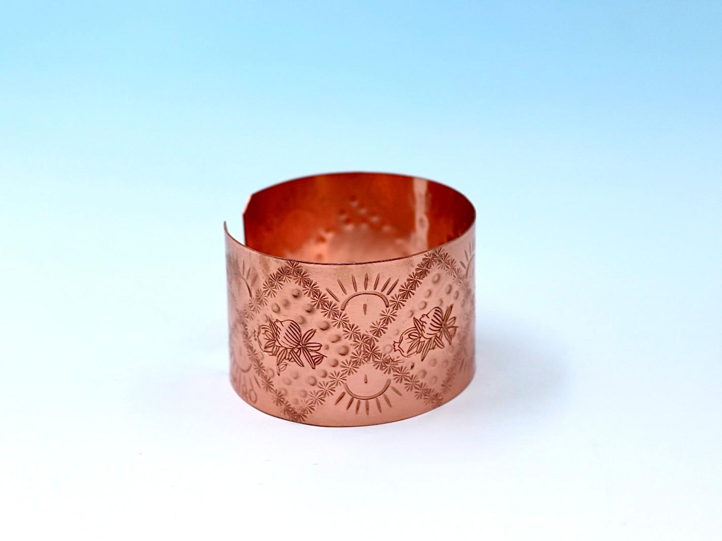 copper bracelet with pomegranates