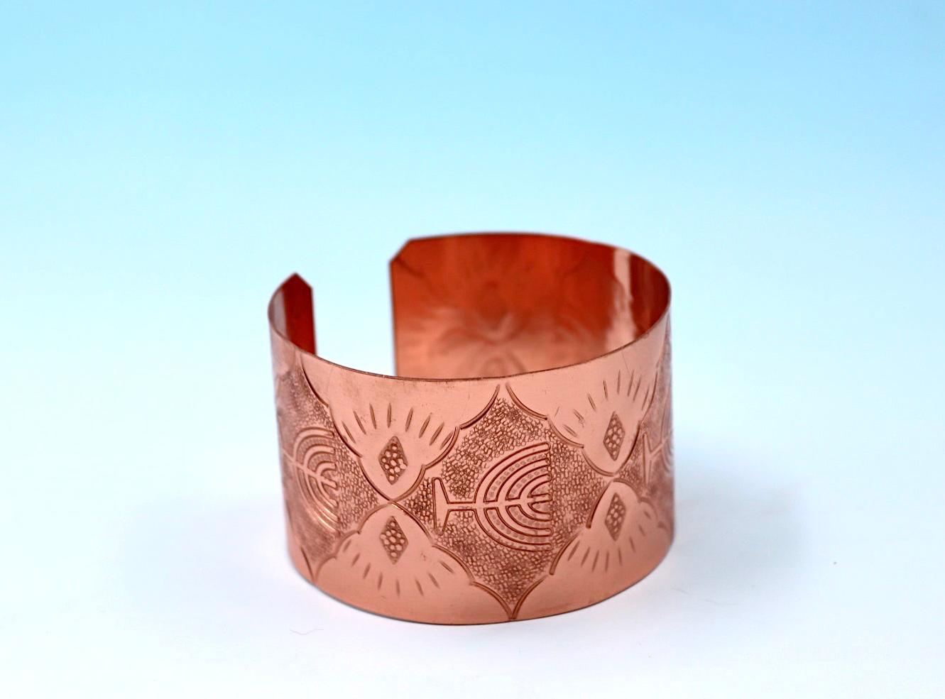 copper bracelet with The Menorah