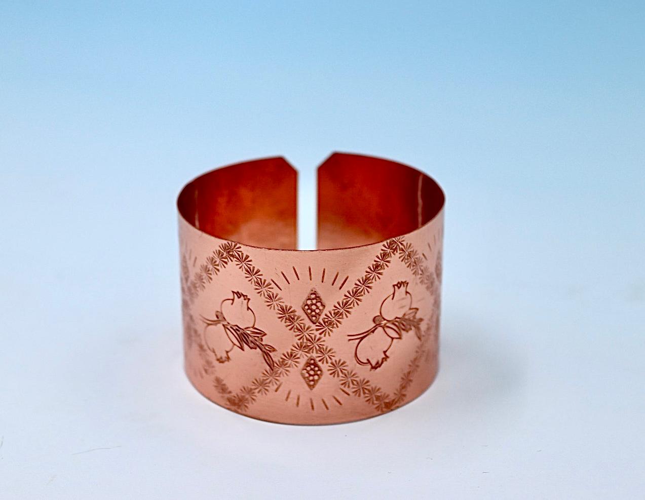 copper bracelet with Pomegranates