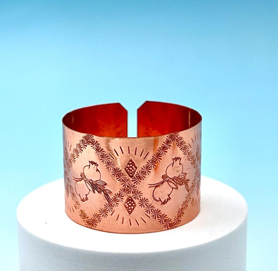 copper bracelet with Pomegranates