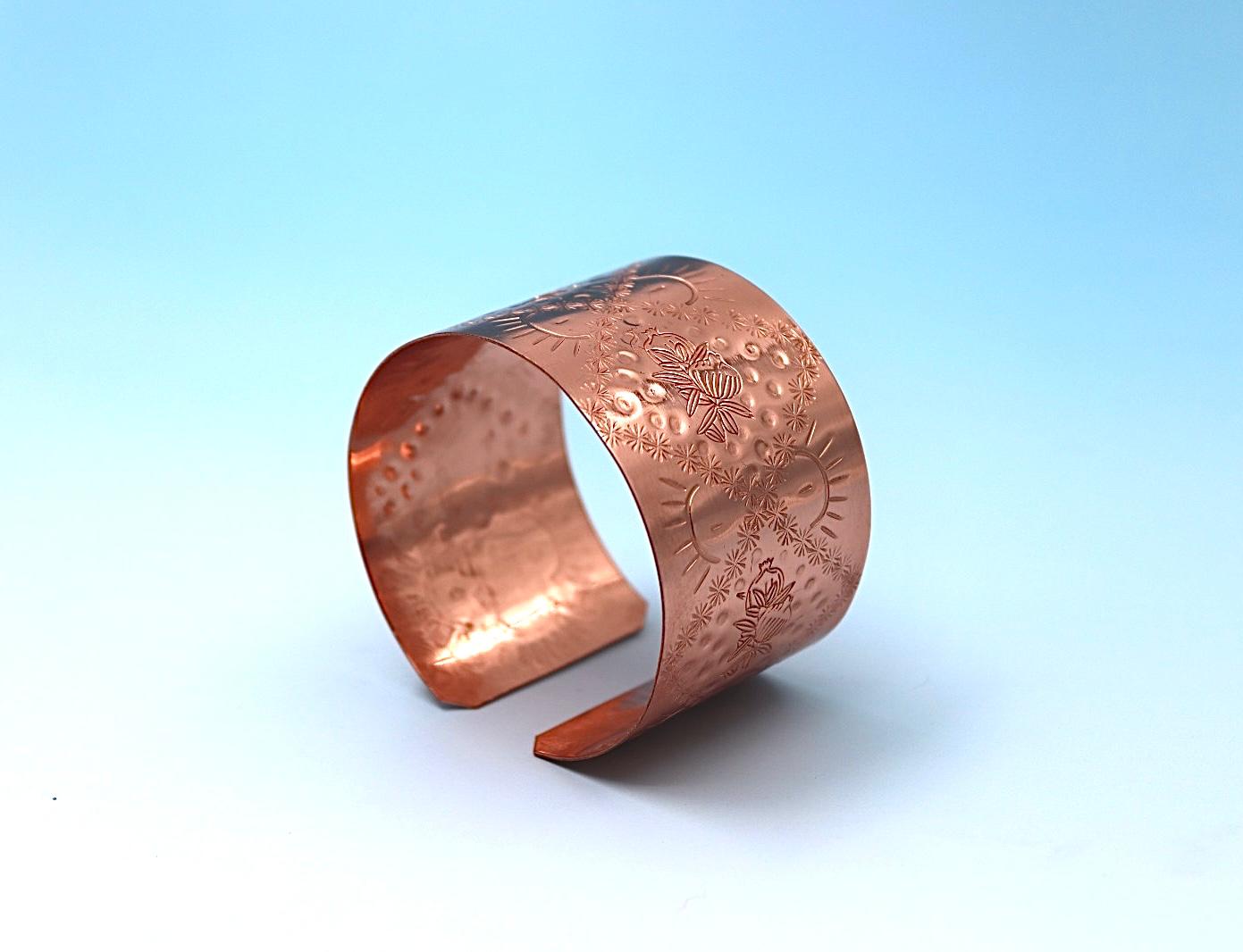 copper bracelet with pomegranates