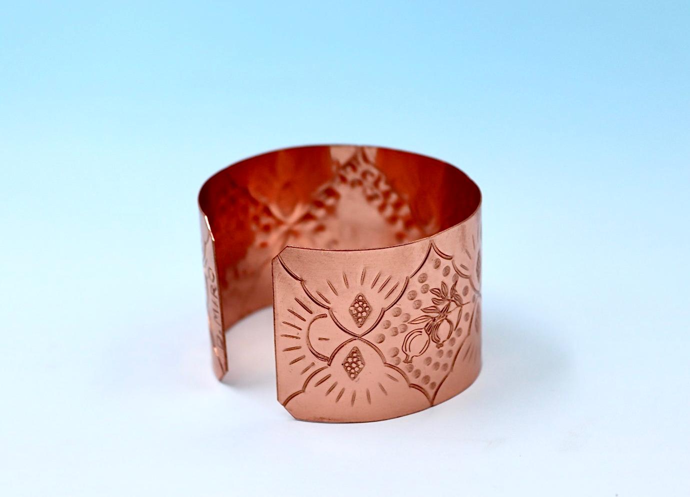 copper bracelet with Pomegranates