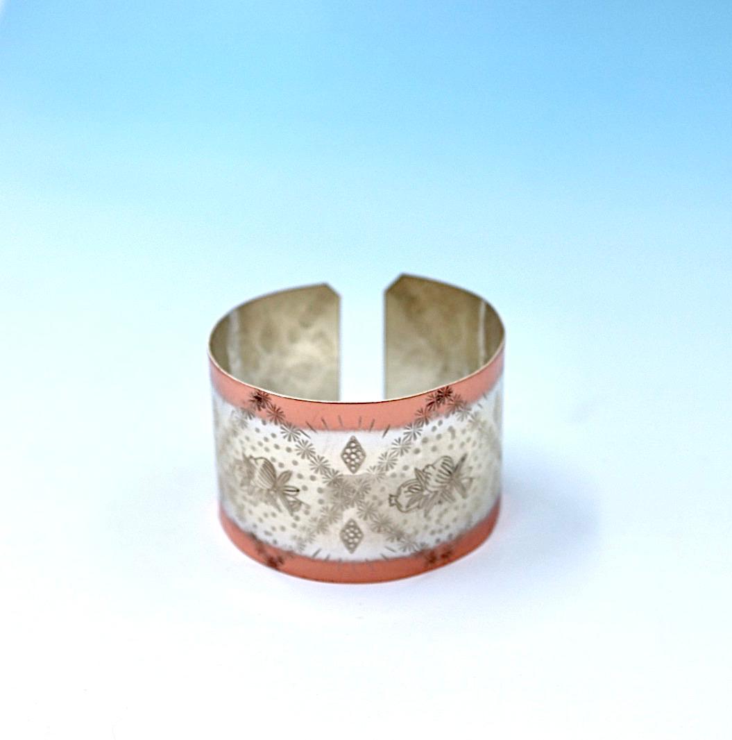 copper bracelet with Star of David. partly silver-plated.