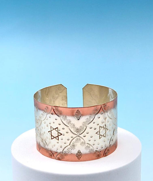 copper bracelet with Star of David. partly silver-plated.