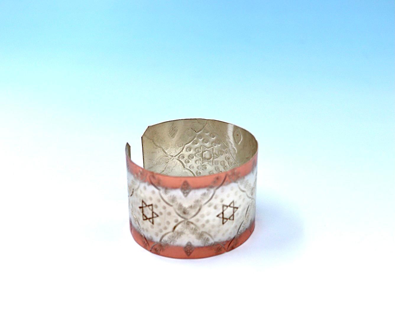 copper bracelet with Star of David. partly silver-plated.