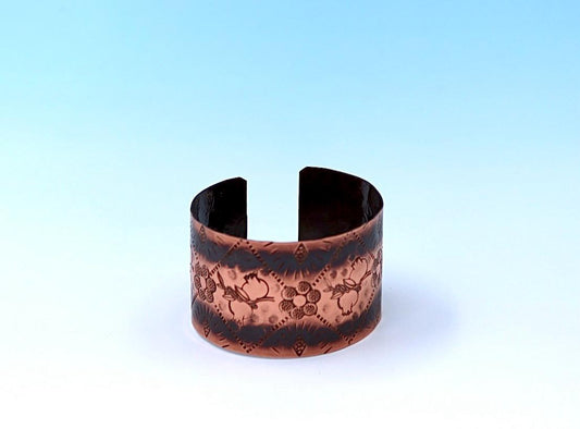 Oxides copper bracelet with pomegranate