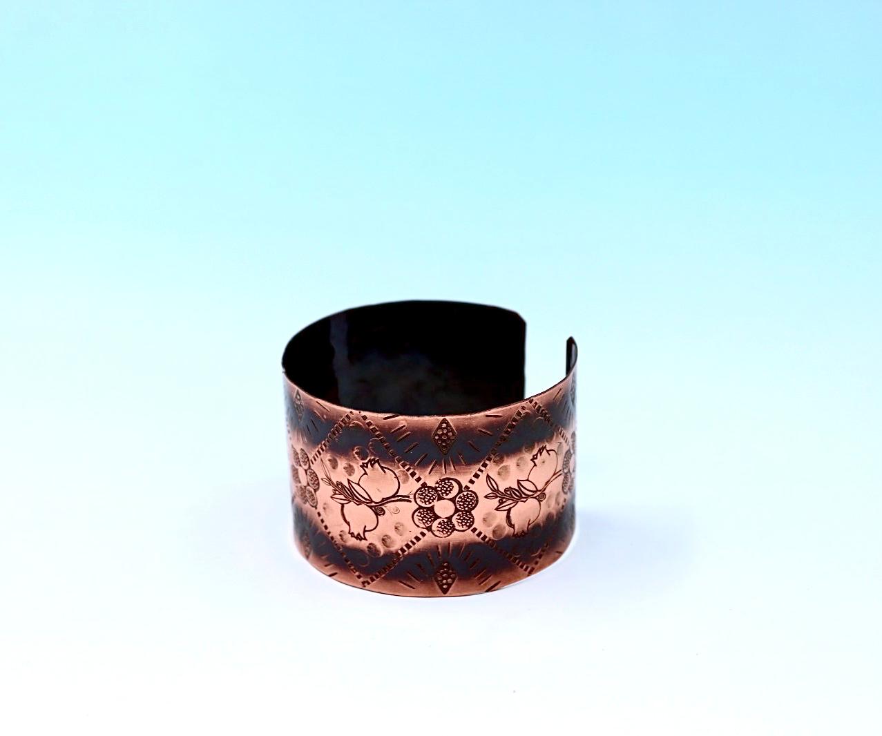 Oxides copper bracelet with pomegranate