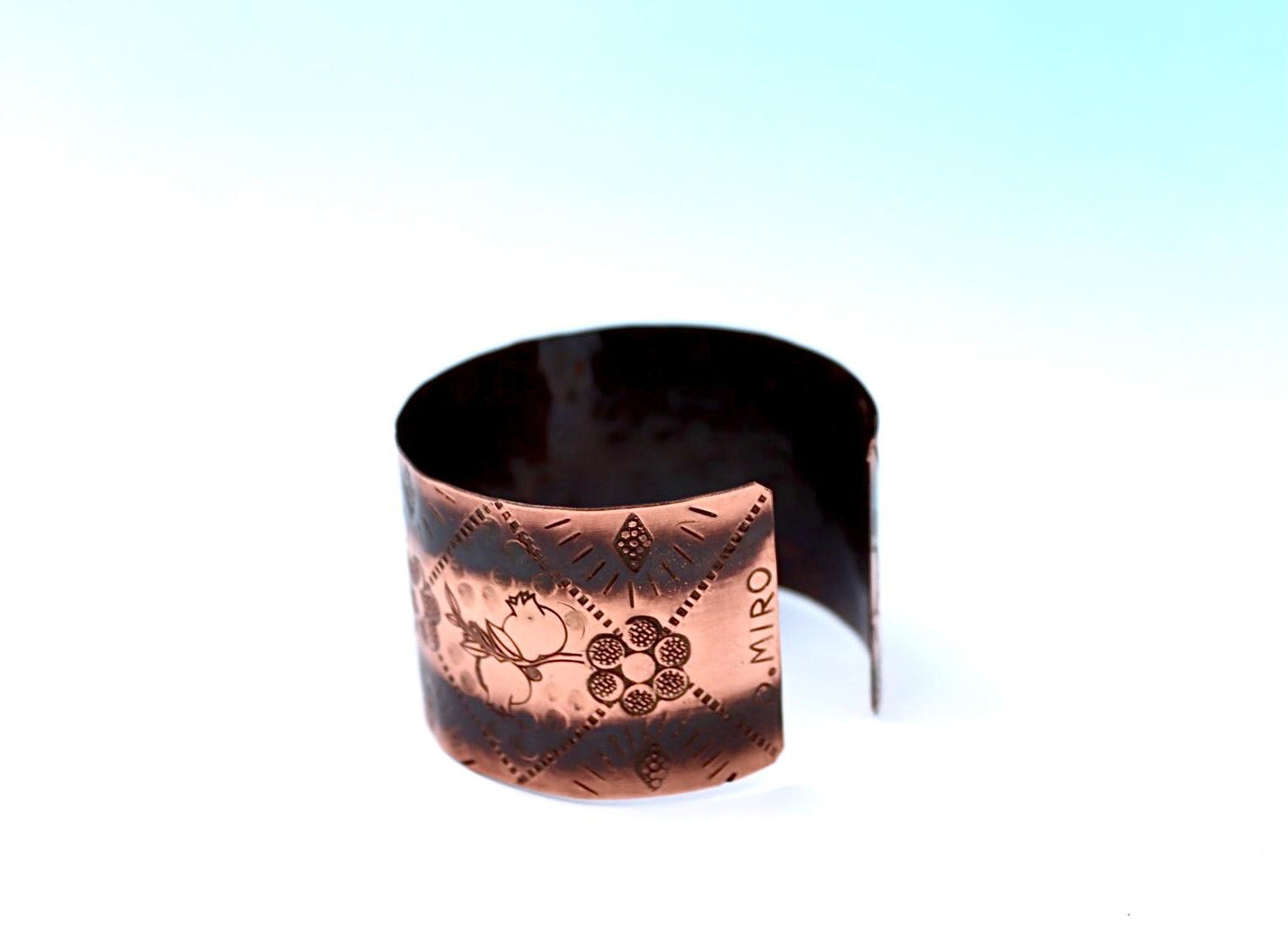 Oxides copper bracelet with pomegranate