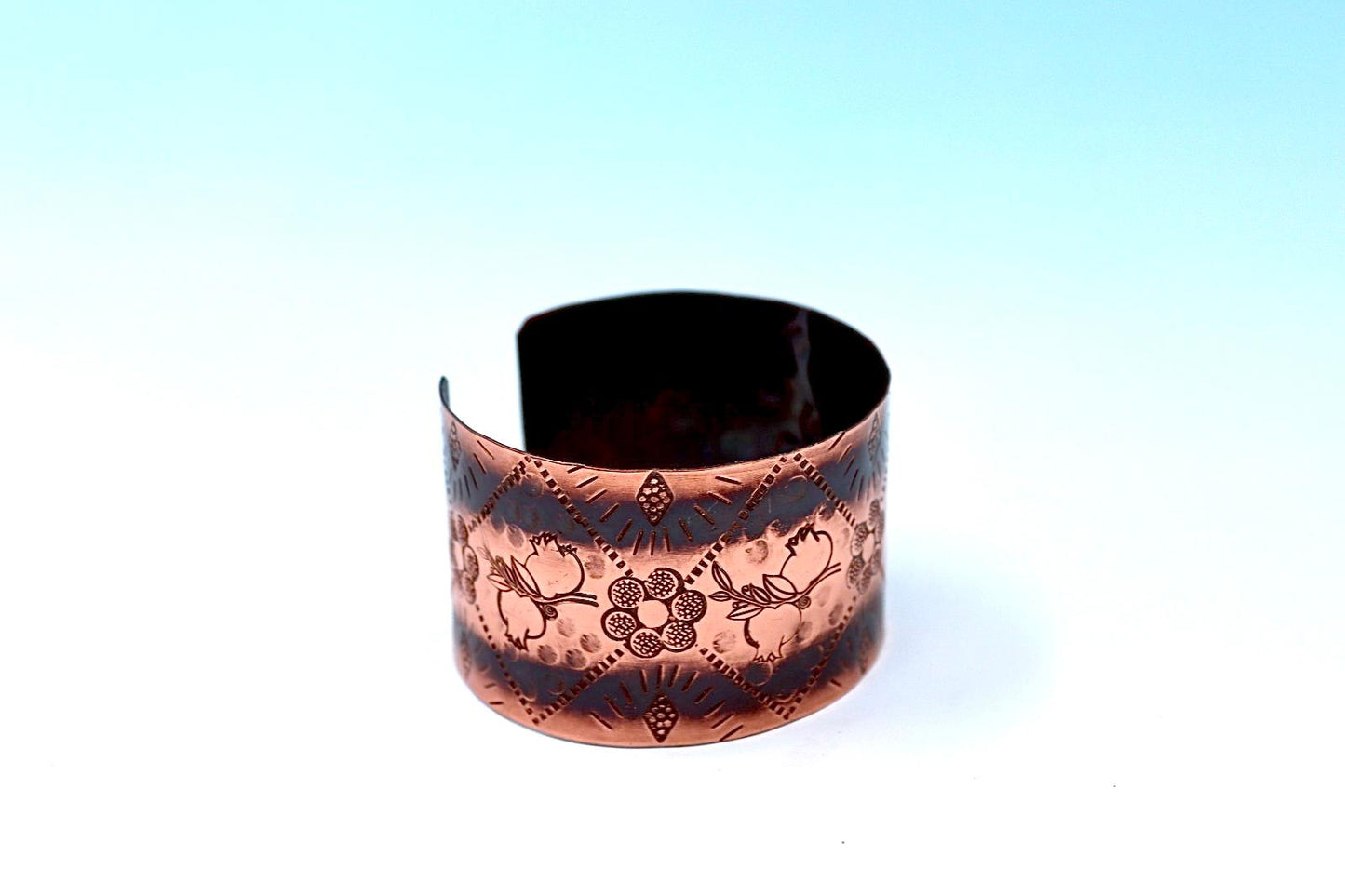 Oxides copper bracelet with pomegranate