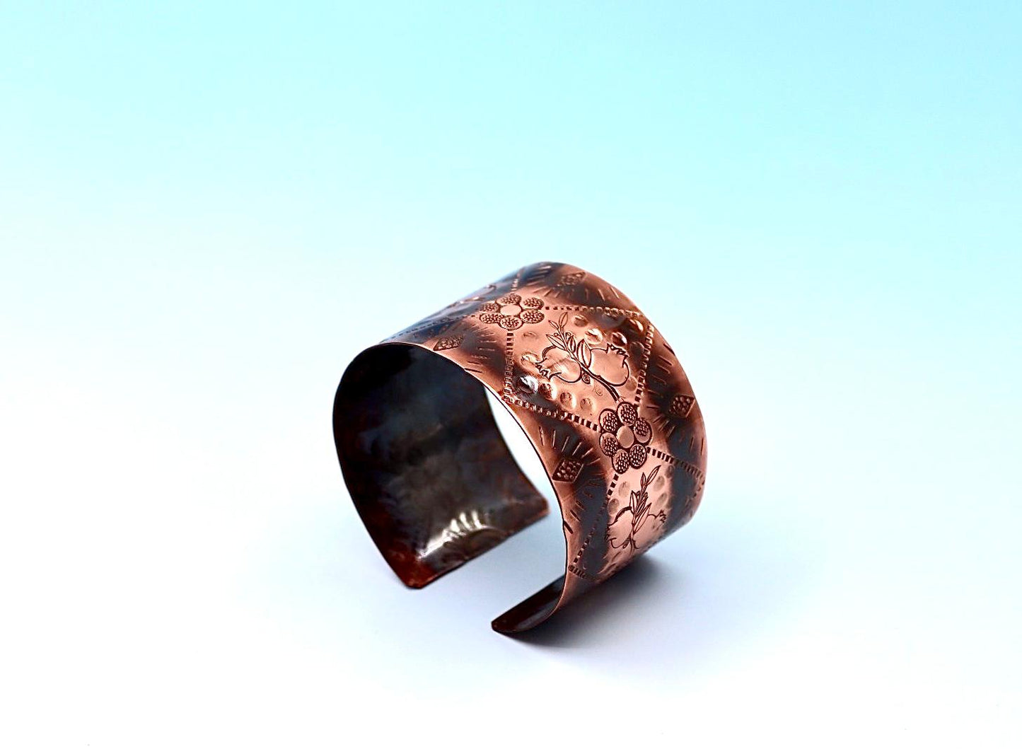 Oxides copper bracelet with pomegranate