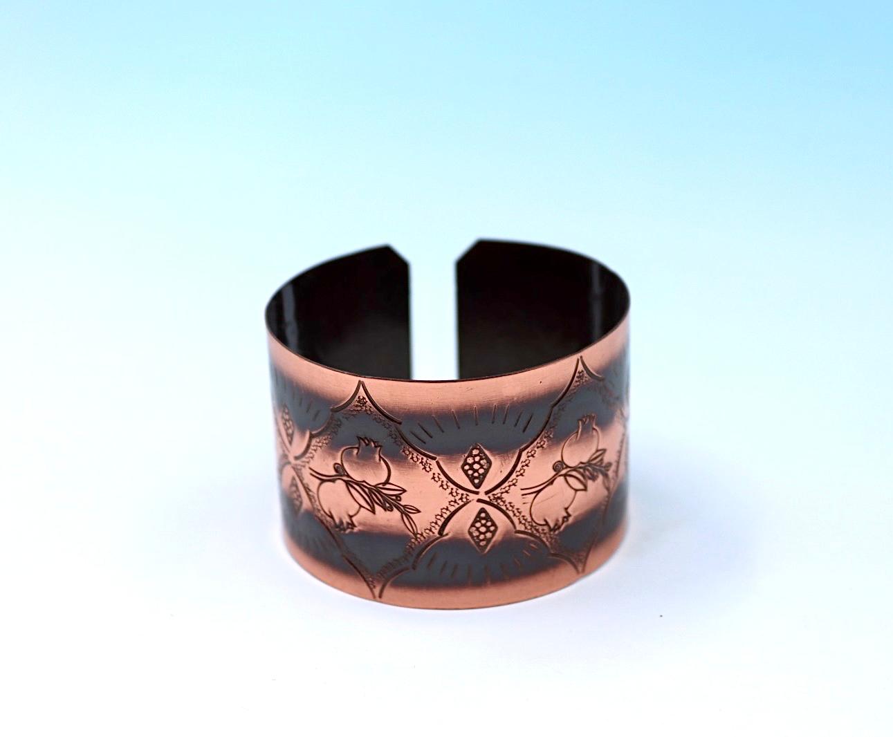 Oxides  copper bracelet with pomegranates