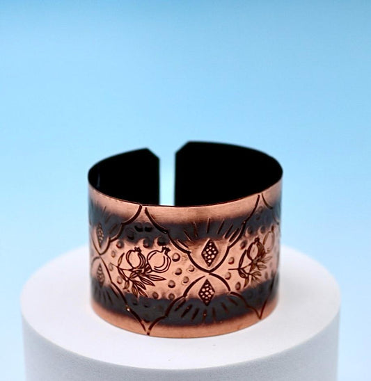 Oxides copper bracelet with pomegranates