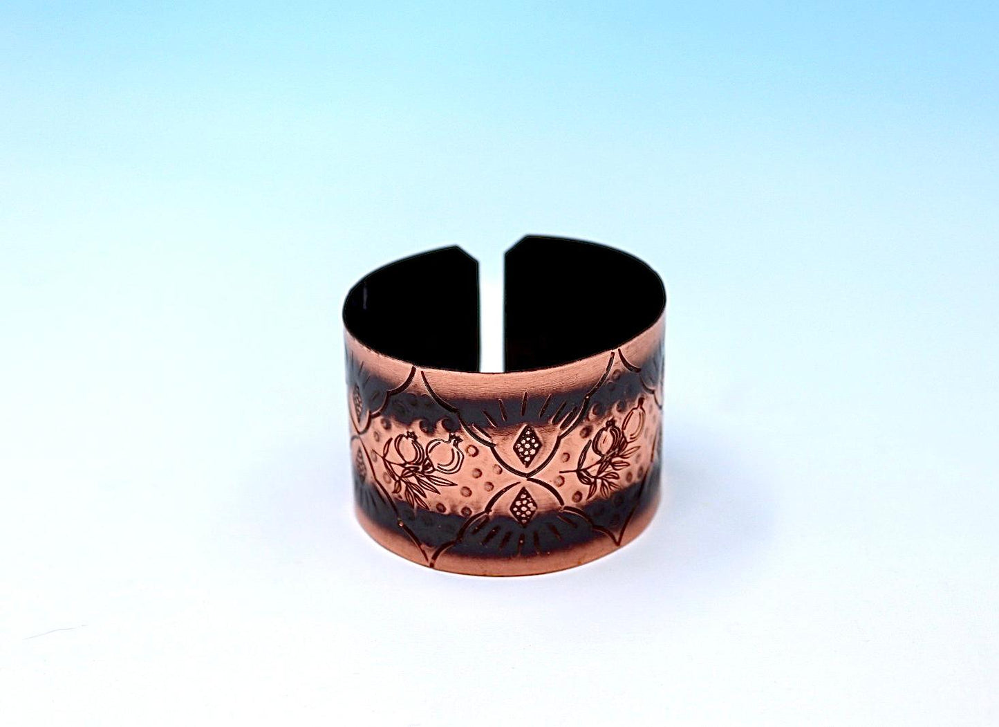 Oxides copper bracelet with pomegranates