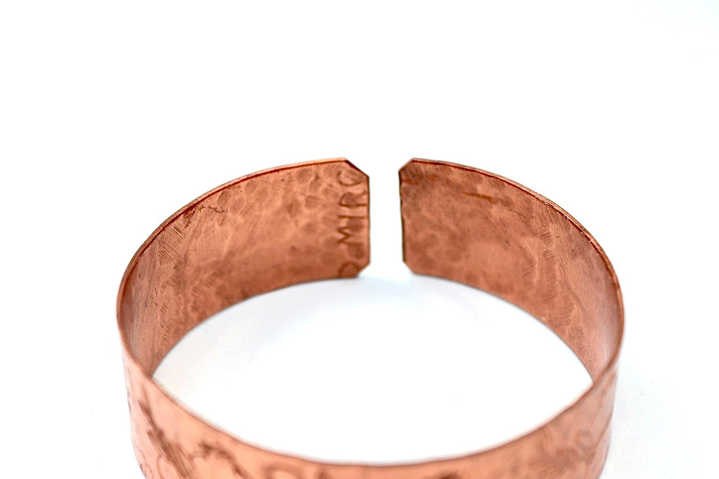 copper bracelet engraved With Pomegranates and blessing