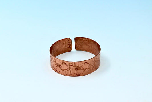 copper bracelet engraved With Pomegranates and blessing