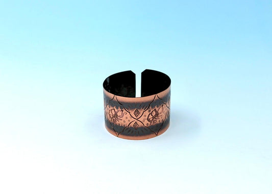 Handmade oxides copper bracelet,  with Pomegranates design