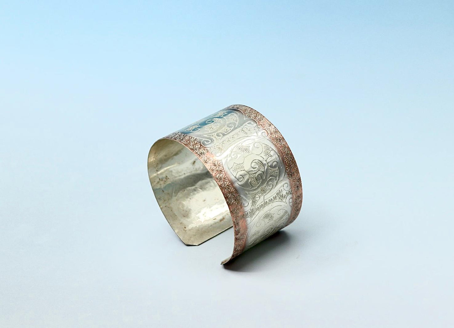 copper bracelet, partly silver-plated, with a unique design