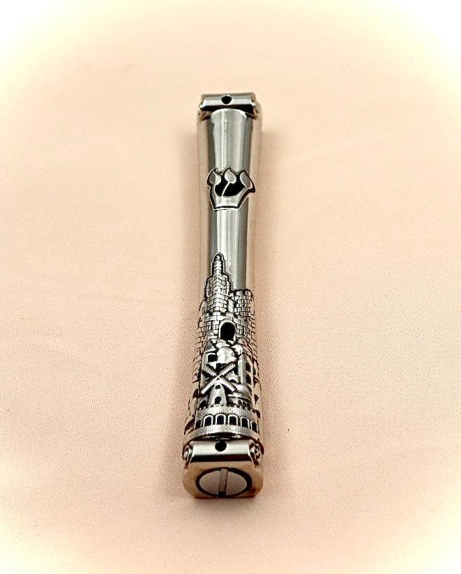 Aluminum mezuza with Jerusalem design