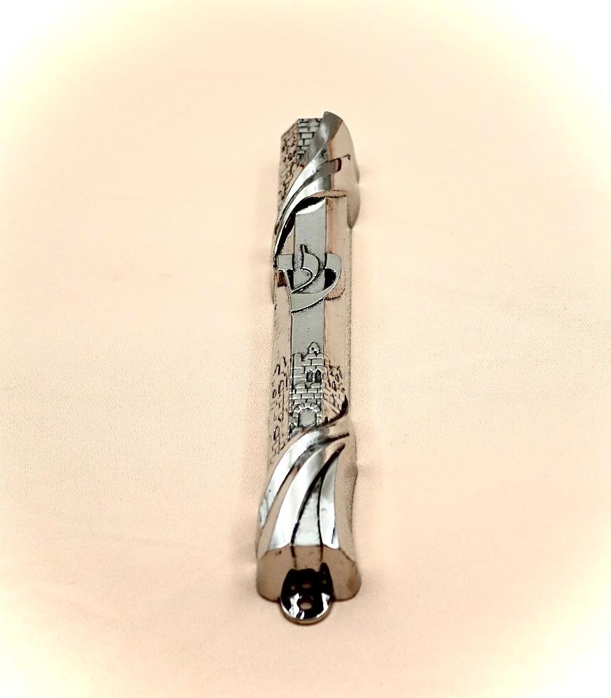 Aluminum mezuza with Jerusalem design