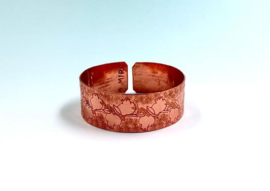 copper bracelet with pomegranates