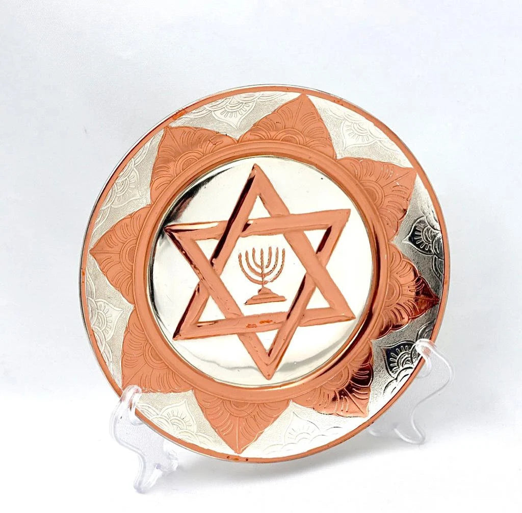 Copper plate with Star of David.