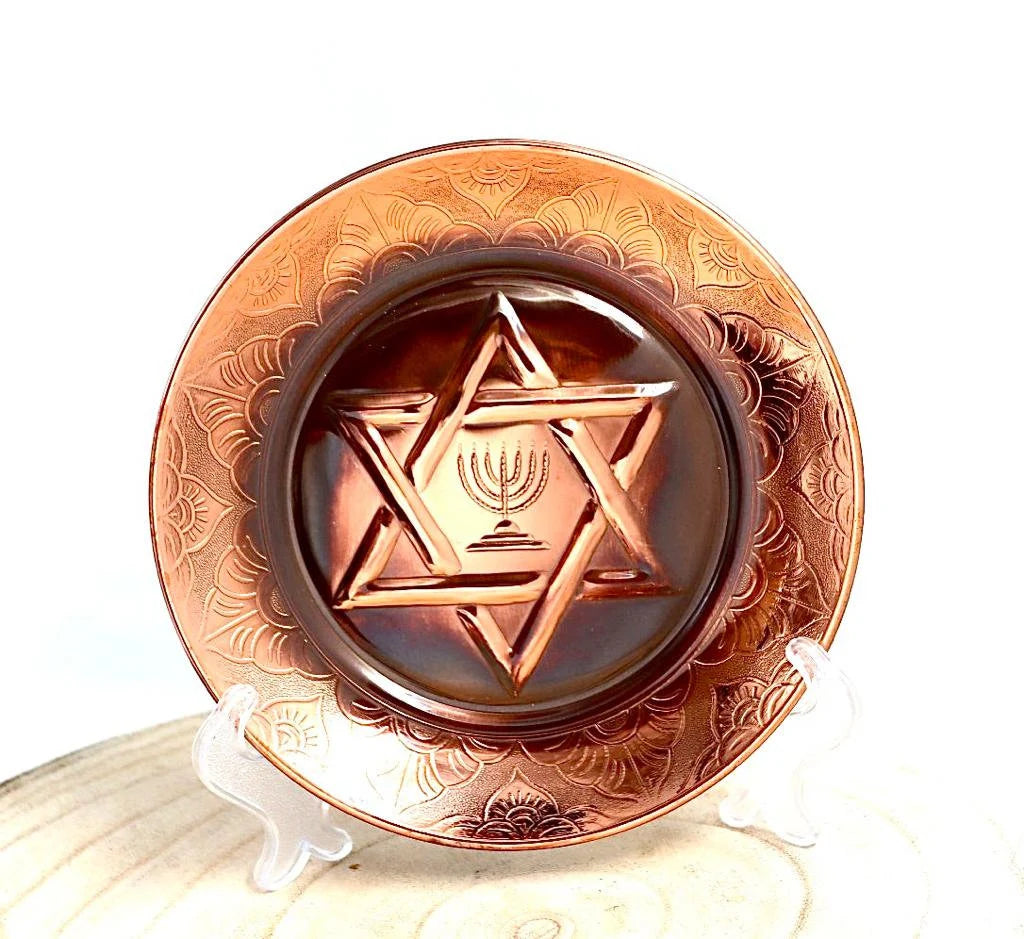 Copper plate with Star of David.