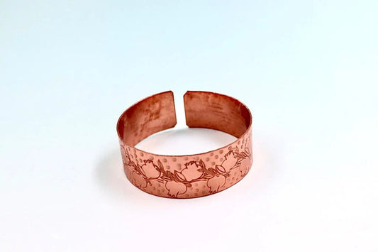 copper bracelet with pomegranate