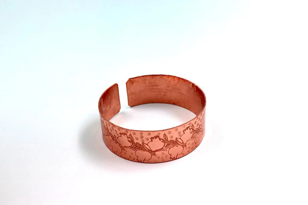 copper bracelet with pomegranate