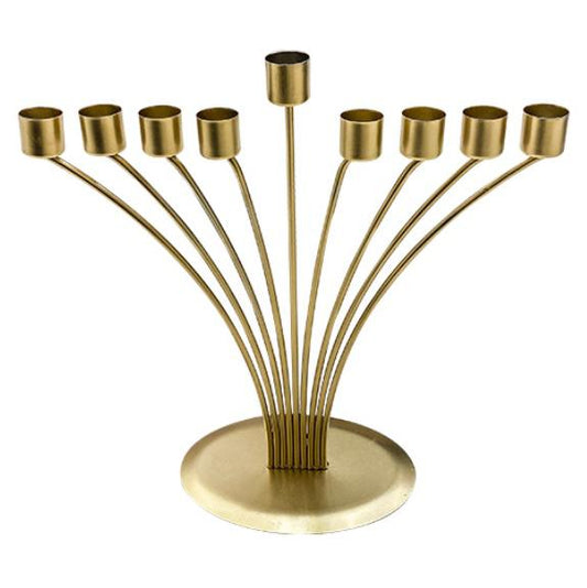 Luxurious gold-plated thread menorah with a rounded base