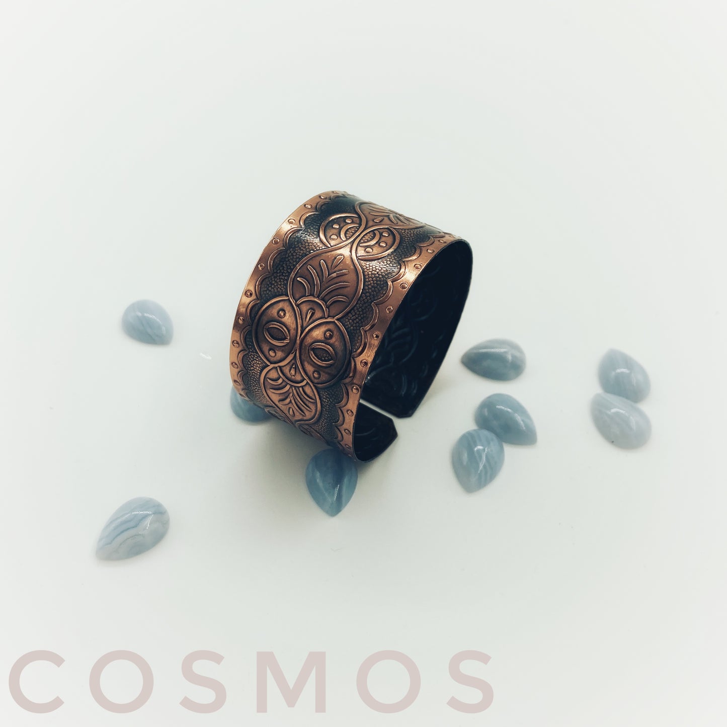 Hand made copper bracelet with oxidation unique design