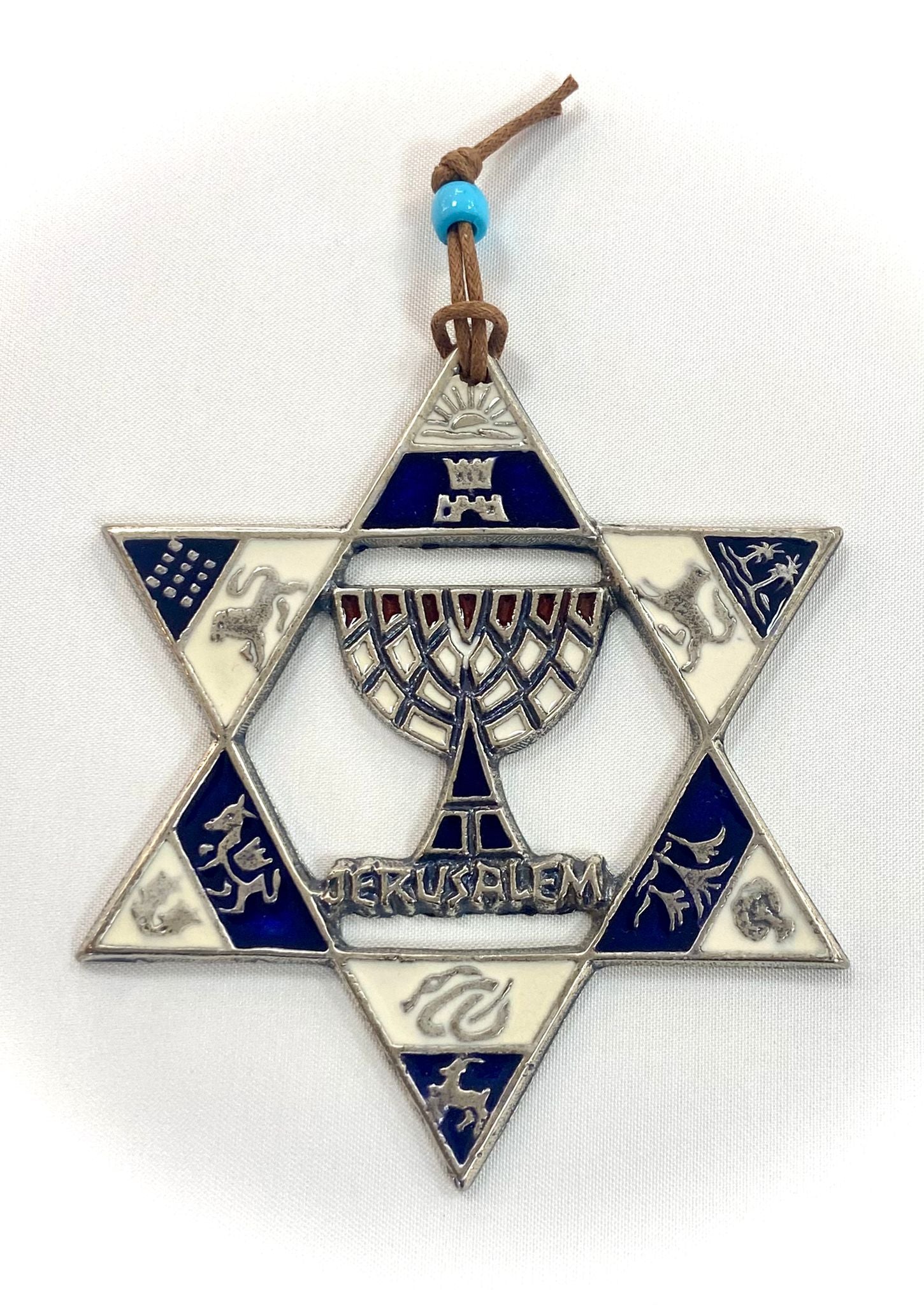 Star of David with Menorah and the symbols of the 12 tribes of Israel ...