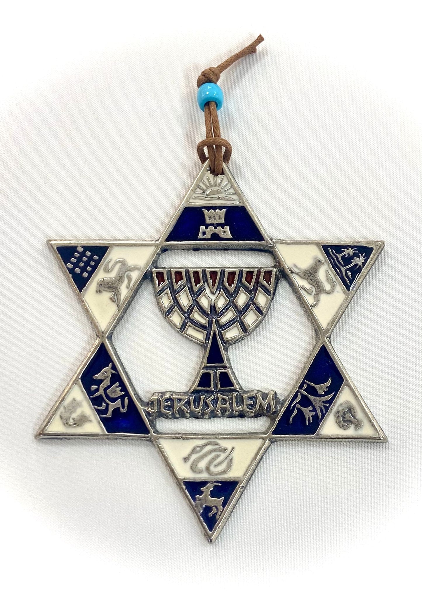 Star of David with Menorah and the symbols of the 12 tribes of Israel